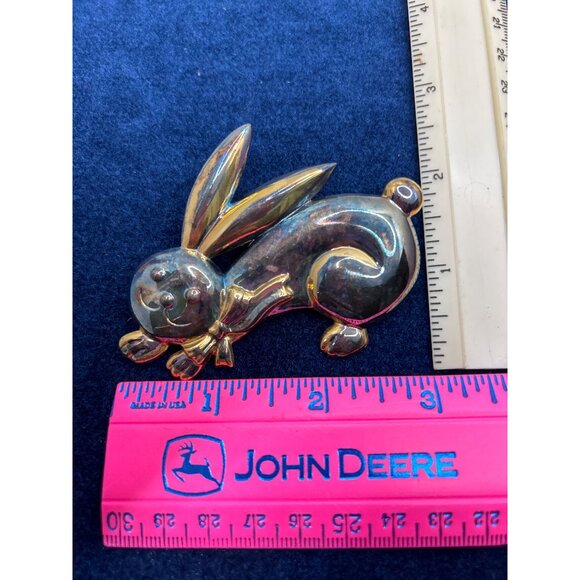 Silver-Tone Bunny Rabbit Pin Brooch Easter tarnished - Picture 4 of 5